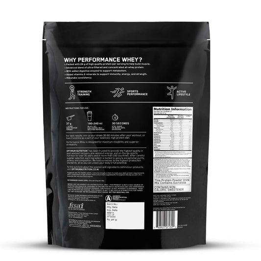 Optimum Nutrition (ON) Performance Whey Protein Powder 1Kg (Chocolate Milkshake)