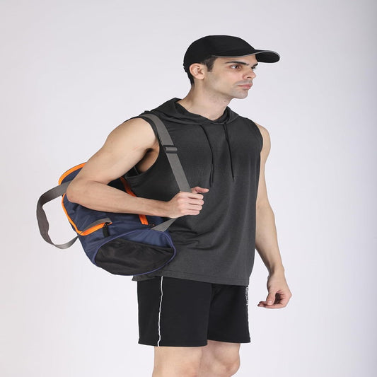 GYM INSANE Navy Breeze Polyester Duffle Bag with Shoe Compartment for Men & Women - Color Navy Blue(21 Ltr)