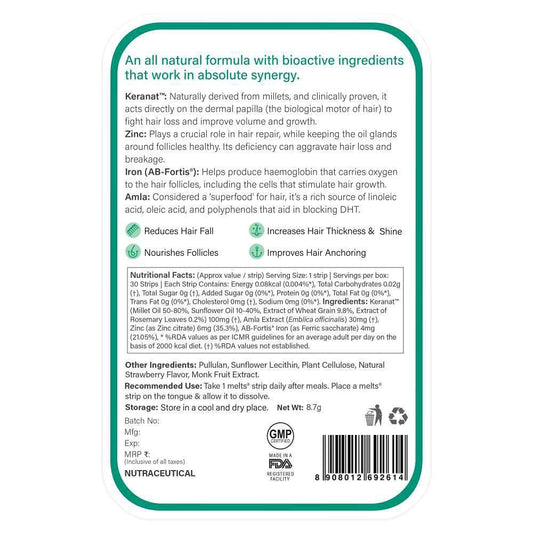 Wellbeing Nutrition Melts® Hair Fall Control with Keranat & Zinc for Hair Loss Support