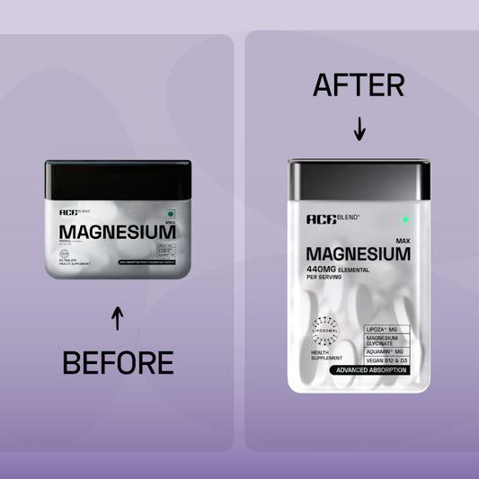 Ace Blend Max Magnesium Tablets 440mg|Magnesium Glycinate + Liposomal Lipoza + Aquamin