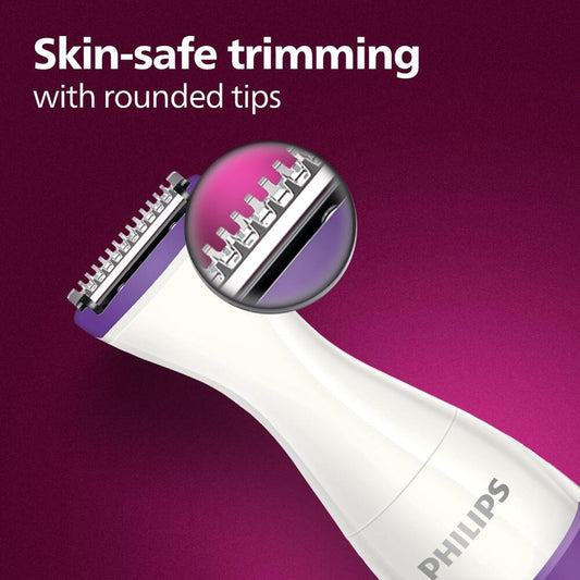Philips BRT383/15 Rechargeable Cordless Wet & Dry Trimmer for Women, Bikini Trimmer with 3 Length Settings, 180mins Runtime