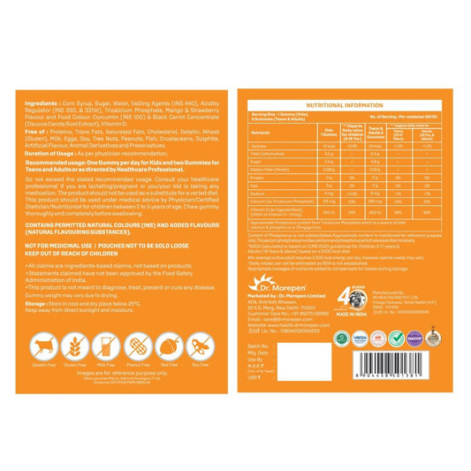 Dr. Morepen Bone Support Gummies With Calcium + Vitamin D (60 Gummies)