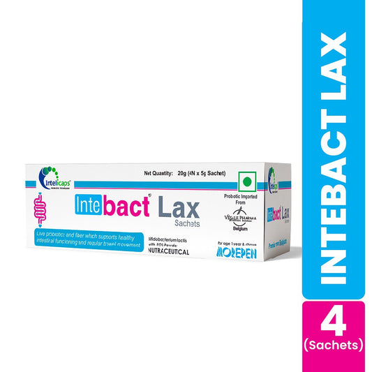 Dr. Morepen Intebact Lax Probiotic Supplement for Gut Health (4 Sachets)