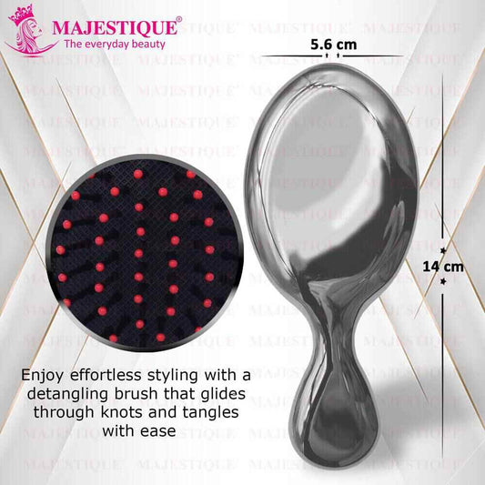 Majestique Mini Detangler Hair Brush, Massage Paddle for Adults & Kids (Color May Vary)