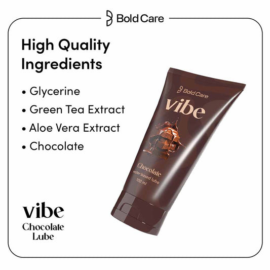 Bold Care Vibe - Natural Personal Lubricant for Men and Women, Premium Chocolate Flavour, Water Based Lube (100ml)