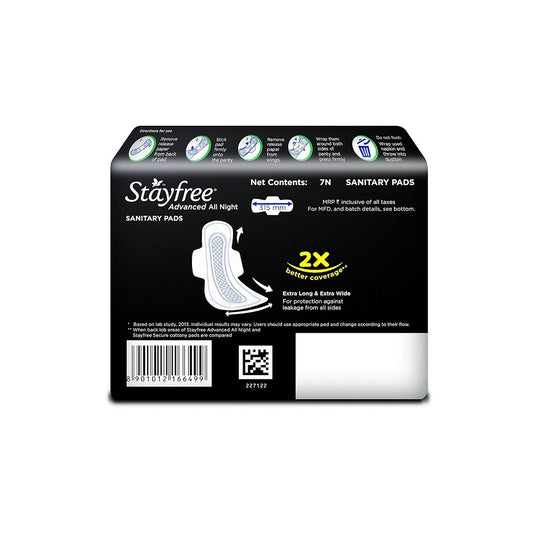 Stayfree Advanced All Night Ultra-Comfort Napkin with Wings 7 Pads (Extra Large)