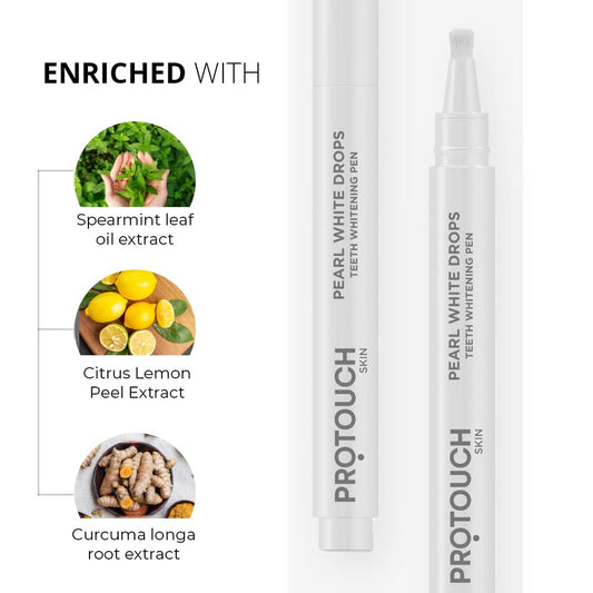 PROTOUCH Pearl White Drops Teeth Whitening Pen Gel, Whiter Teeth & Fresher Breath Enamel Safe (2.8ml)