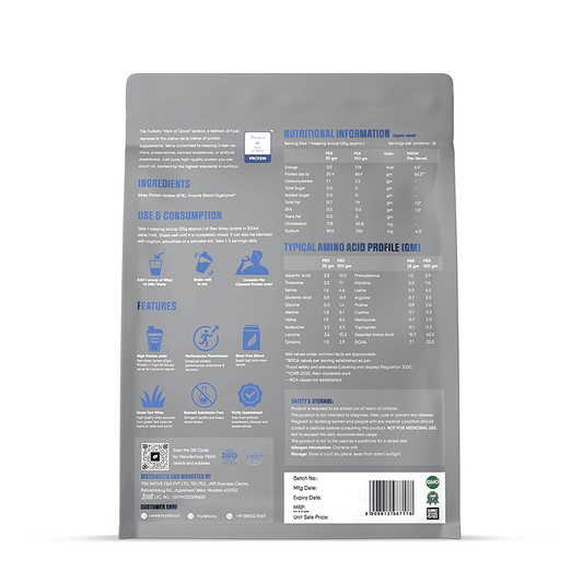 TruNativ Raw Whey Protein Isolate Powder (30g Protein - 7.7g BCAA) - Unflavoured Protein Powder (907 gms)