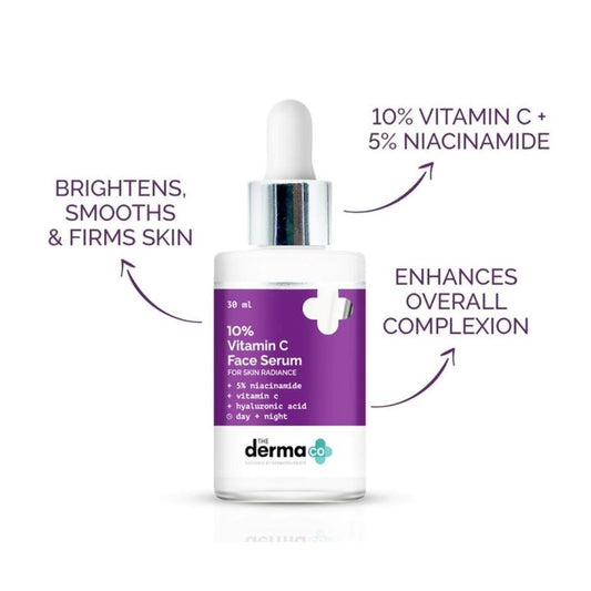 The Derma Co 10% Vitamin C Face Serum with Vitamin C 5% Niacinamide & Hyaluronic Acid for Skin Radiance (30ml)