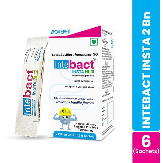 Dr. Morepen Intebact Insta 2Bn Cfu Probiotics Supplement Vanilla Flavour (6 Sachets)