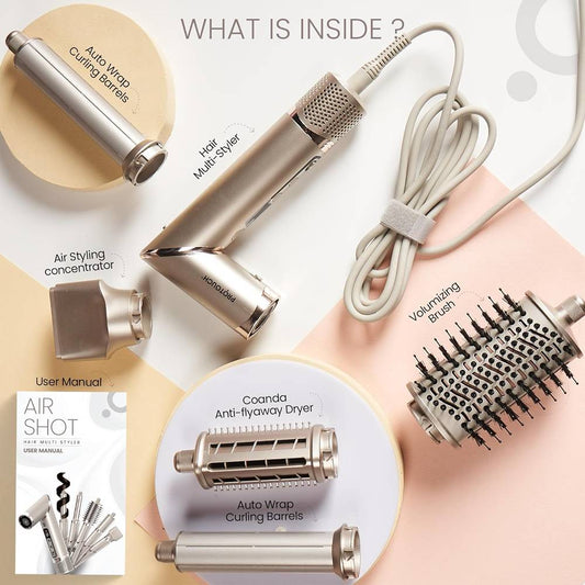 PROTOUCH Airshot All-in-One Hair Multi Styler for Women - Curling, Smoothing, Drying, Volumizing & Blow Dry Brush - Hot Air Brush with Multiple Attachments - No Heat Damage