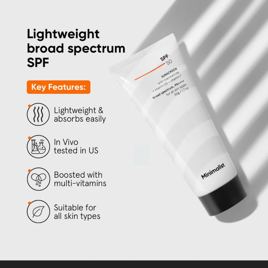 Minimalist SPF 50 Sunscreen for Women & Men (50 gms)