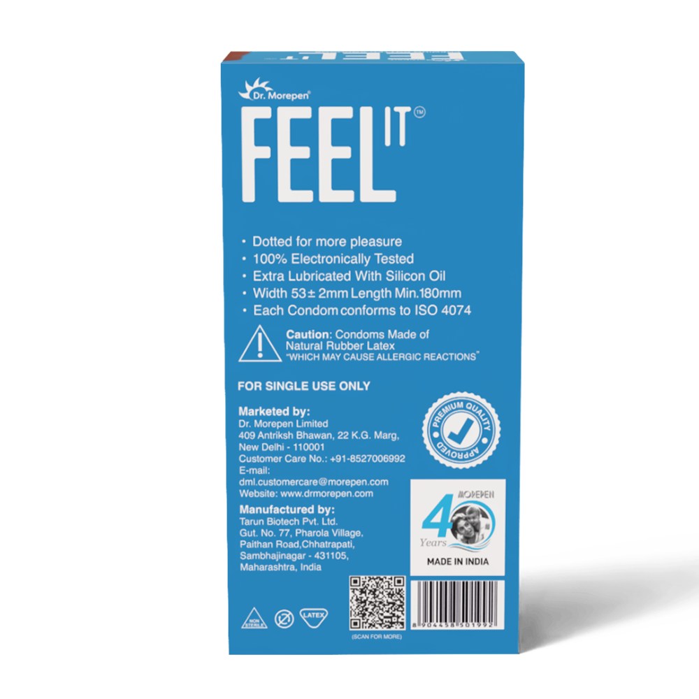 Dr. Morepen Feel It Mass Dotted Condoms 10S Chocolate Flavour