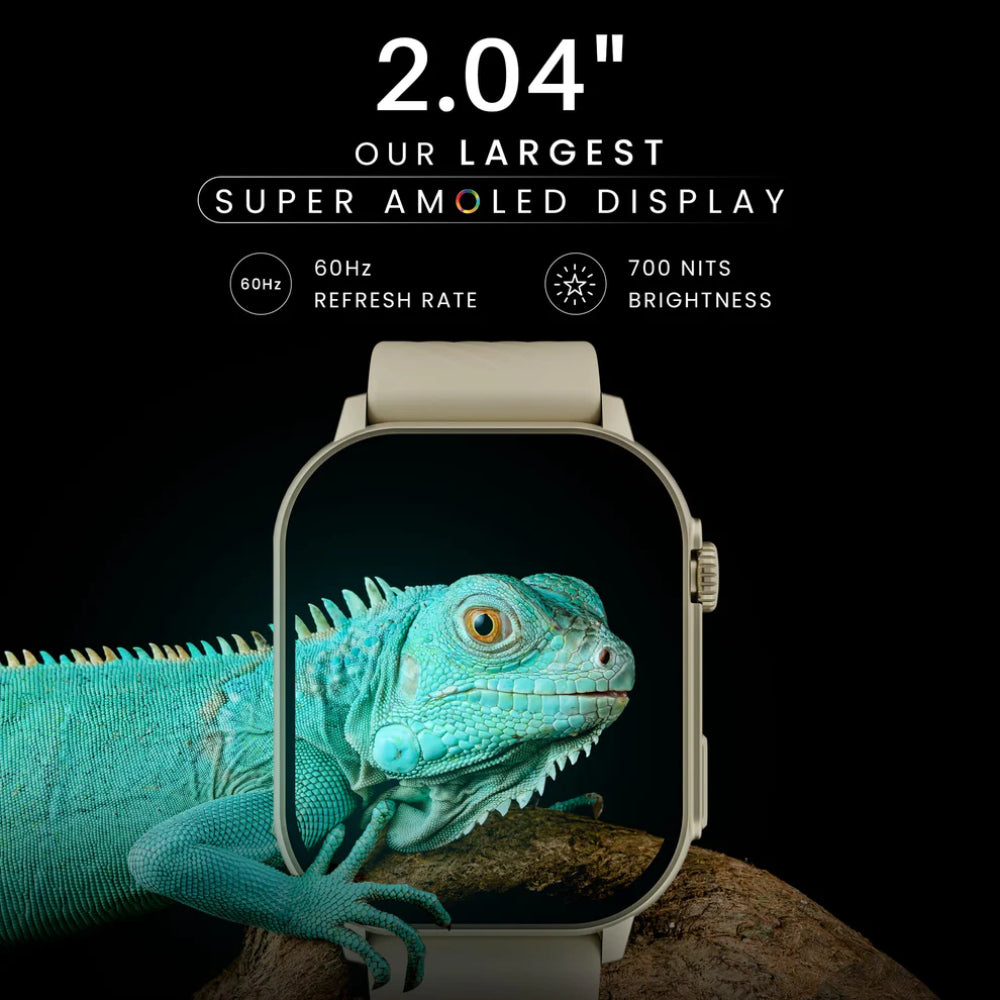 HAMMER Arctic 2.04" Super AMOLED Smart Watch, Metallic Build, BT Calling (Champagne Gold)