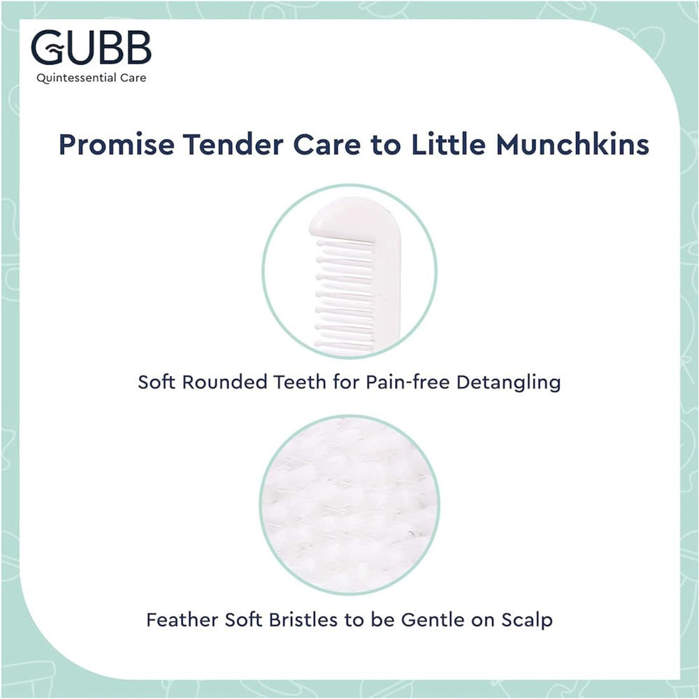 GUBB Baby Grooming Kit for New Born Baby, Baby Comb & Brush Set with Soft Nylon Bristles (Blue)