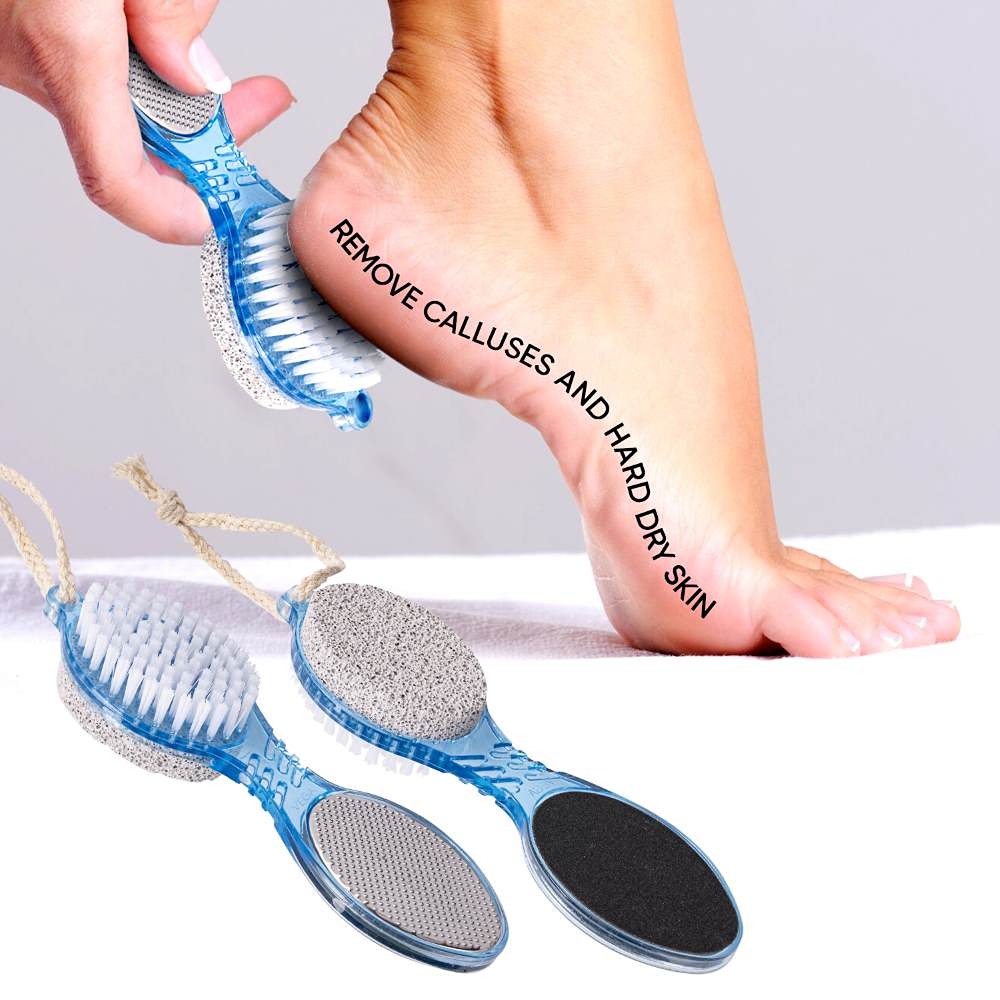 Vega 4 In 1 Foot Pedicure Brush, Pumice Stone, Scrubber & File