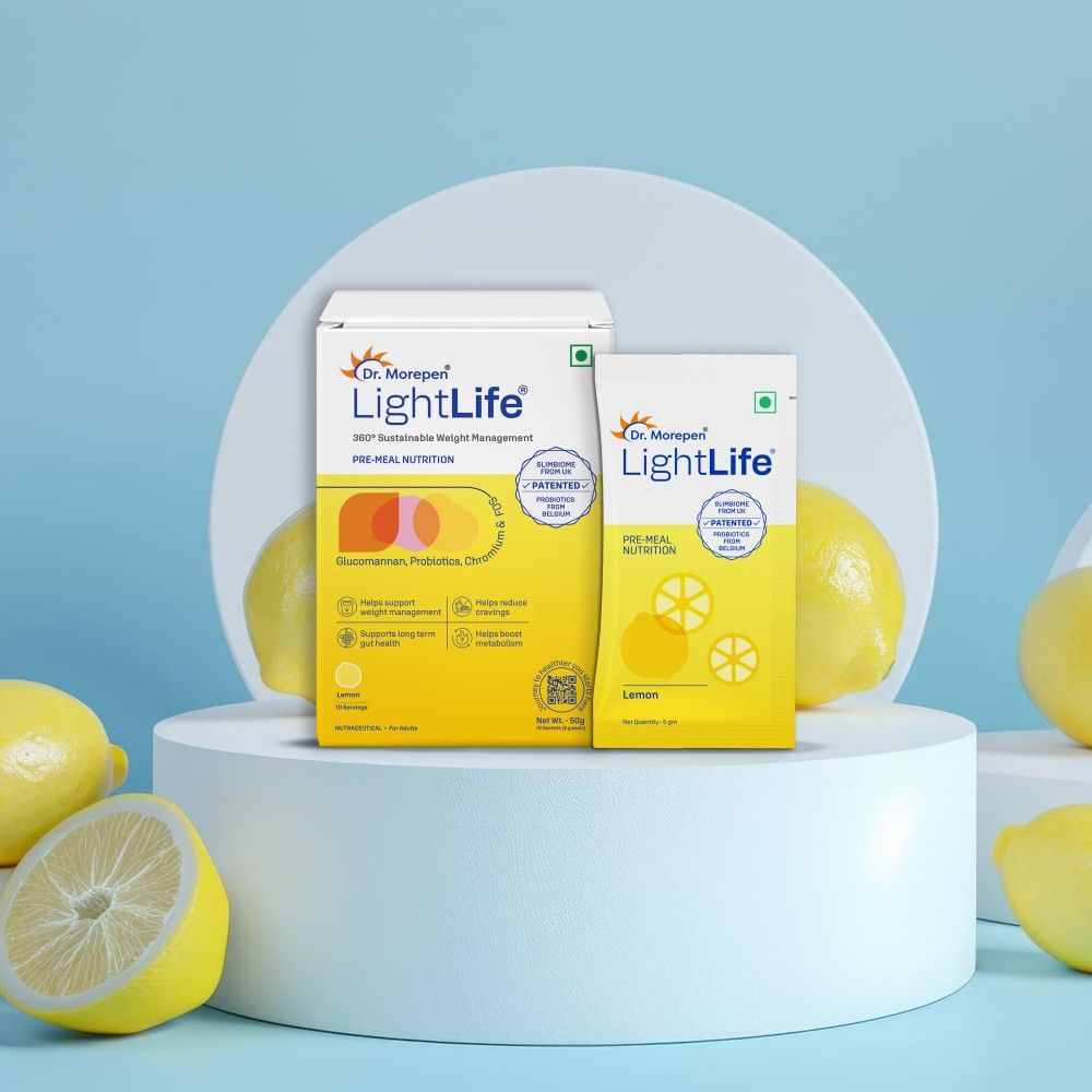 Dr. Morepen LightLife Pre-Meal Nutrition Mix Lemon Flavor - 5g Each (10 Sachets)