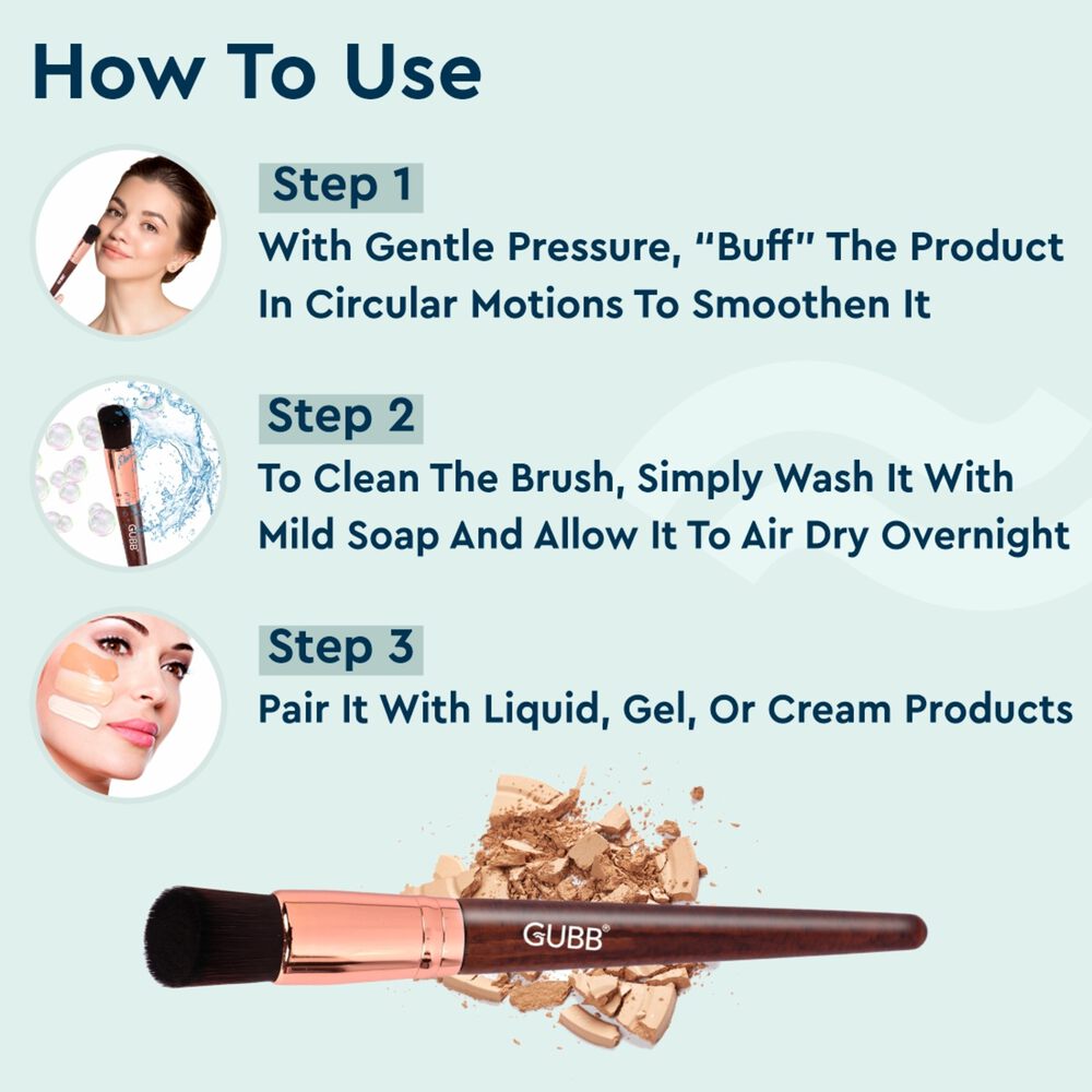 GUBB Buffer Foundation Brush For Face Makeup - Stippling Brush - Wooden Makeup Brush Single