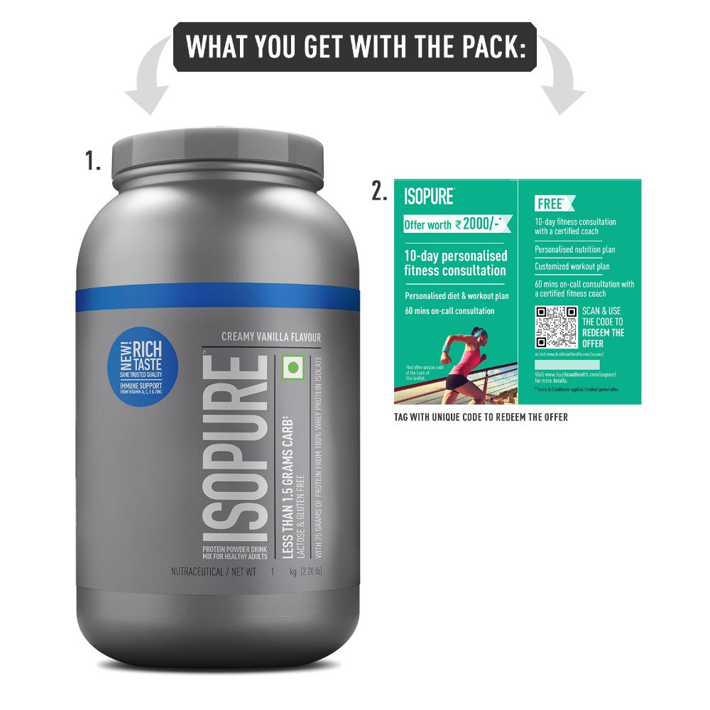 Isopure Whey Protein Isolate Powder with Vitamins for Immune Support - Creamy Vanilla (1 kg)