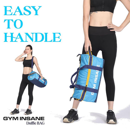 GYM INSANE BLUESAC Polyester Duffle Bag with Shoe Compartment for Men & Women - Color Sky Blue(26 Ltr)