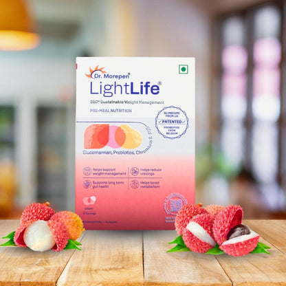 Dr. Morepen LightLife Pre-Meal Nutrition Mix, Litchi Flavor - 5g Each (10 Sachets)