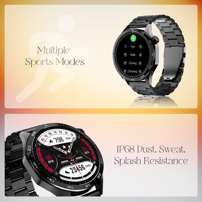 boAt Enigma Radiant Men's Luxury Watch w/Functional Crown,Bluetooth Calling, Upto 6 Days Battery, Sports Modes, Guided Breathing, 1.43"(3.63 cm) AMOLED Display Fitness Smart Watch (Metal Black)