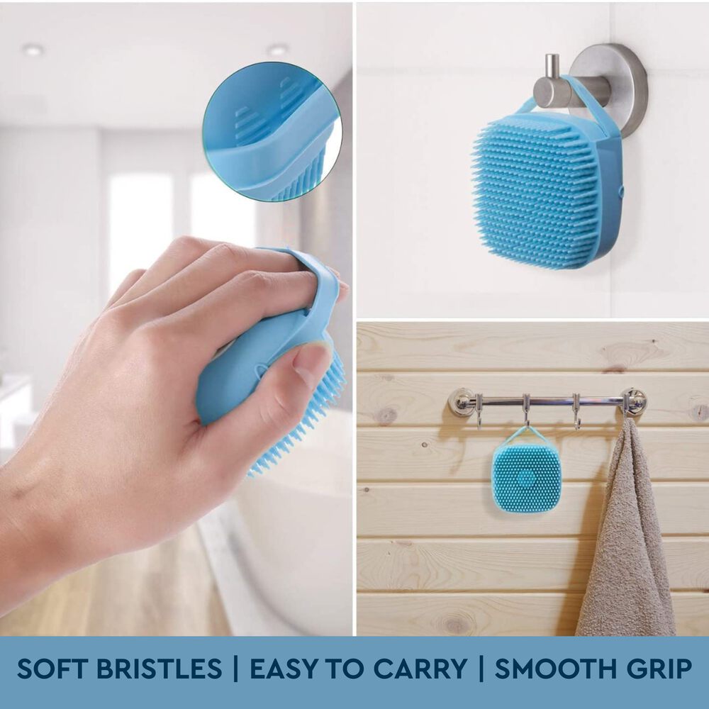 GUBB Silicone Exfoliating Bath Brush for Deep Cleansing with Shower Gel Dispenser (Random Colors)