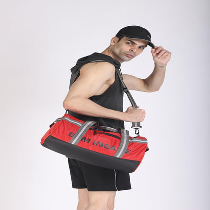 GYM INSANE REDSAC Polyester Duffle Bag with Shoe Compartment for Men & Women Color - Red (26 Ltr)