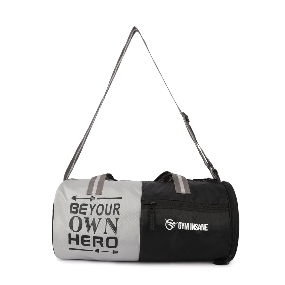 GYM INSANE Gym Hero Polyster Duffle Bag with Shoe Compartment for Men & Women - Color Black(22 Ltr)