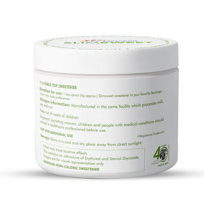 Dr. Morepen SlimSweet Natural Sugar Substitute with Stevia & Monk Fruit | Zero Calorie, Zero Sugar Sweetener | Keto-Friendly, Diabetic-Safe Sugar Alternative | 150g