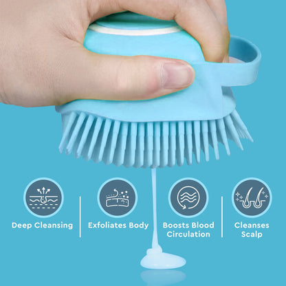 GUBB Silicone Exfoliating Bath Brush for Deep Cleansing with Shower Gel Dispenser (Random Colors)