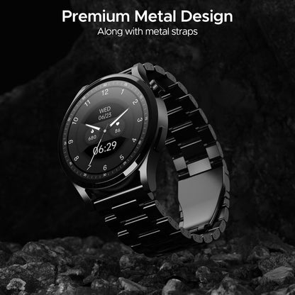 boAt Lunar Embrace w/ 1.51" (3.8 cm) AMOLED Display, BT Calling, Functional Crown, Metal-Built, 100+ Sports Mode, Animated Watch Faces, Built-in Games, Smart Watch for Men & Women (Steel Black)
