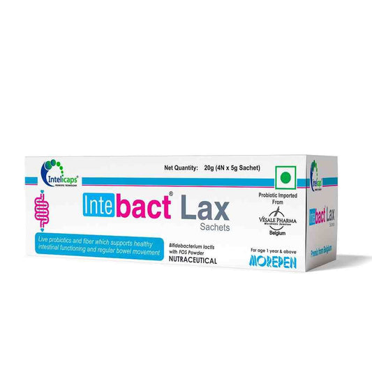 Dr. Morepen Intebact Lax Probiotic Supplement for Gut Health (4 Sachets)