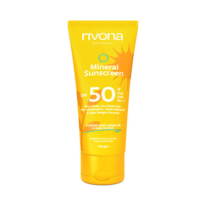 RIVONA NATURALS Sunscreen - SPF SPF50+ PA+++ Mineral Sunscreen SPF 50+ (100 gms)