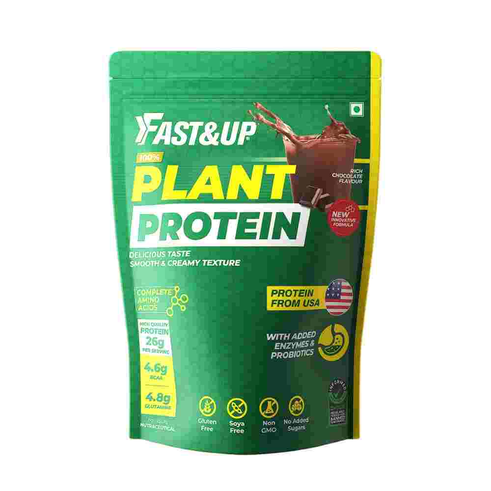 Fast&Up Plant Protein with Added Enzymes & Probiotics, Rich Chocolate (25 Serving)