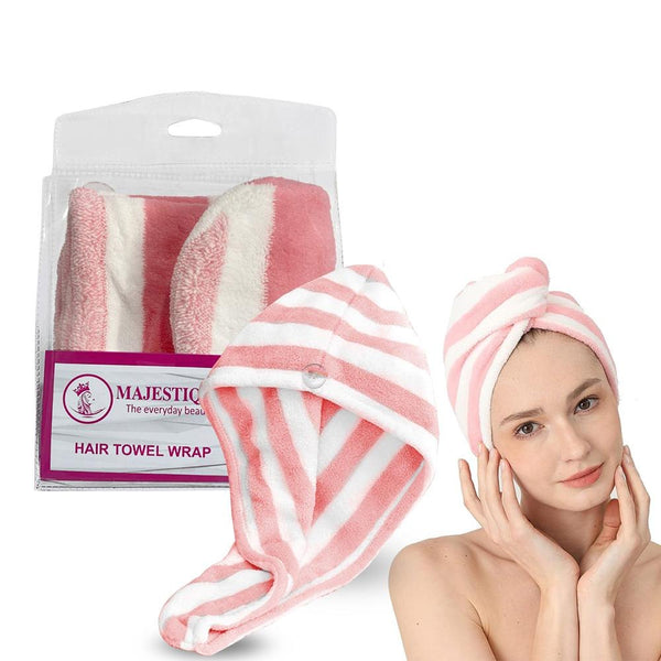 Majestique Hair Towel Wrap, Quick Dry Hair Turban for Curly, Long, and Thick Hair (Multicolor)