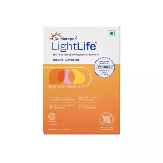 Dr. Morepen LightLife Pre-Meal Nutrition Mix Orange Flavor - 5g Each (10 Sachets)