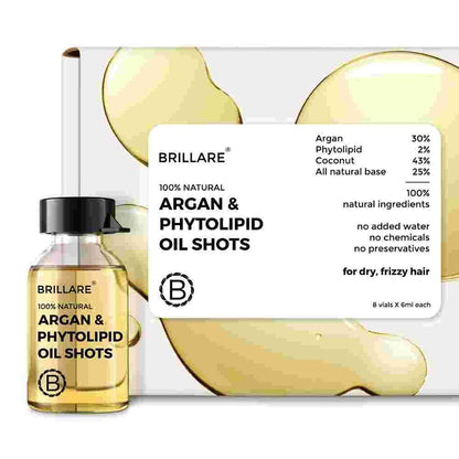 Brillare Argan & Phyto lipid Oil Shots For Dry, Frizzy Hair (8 Vials X 6ml)