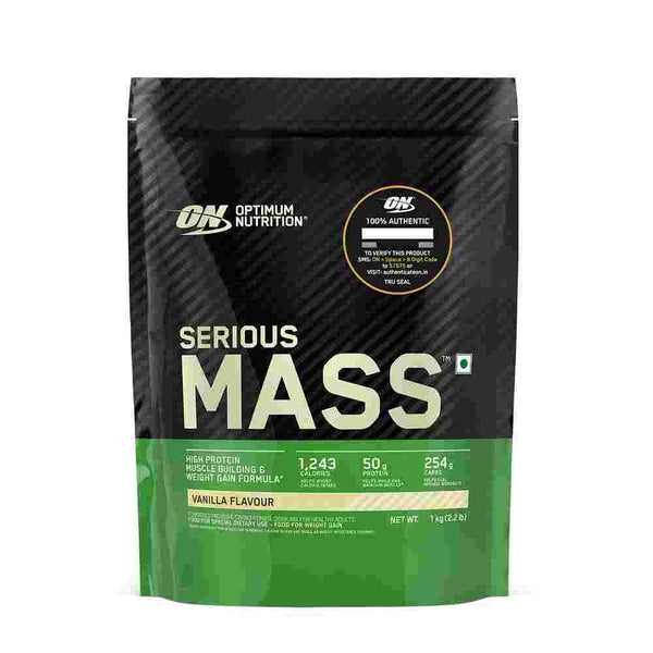 Optimum Nutrition (ON) Serious Mass Weight Gainer Powder - 1 Kg (Vanilla)