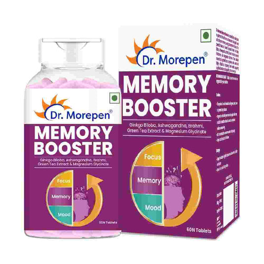 Dr. Morepen Memory Booster Tablets With  Ginko Biloba Ashwagandha & Brahmi (60 Veg Tablets)