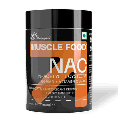 Dr. Morepen Muscle Food NAC N-ACETYL-L CYSTEINE Advanced antioxidant support for detox, immunity, and recovery- 60 Capsules