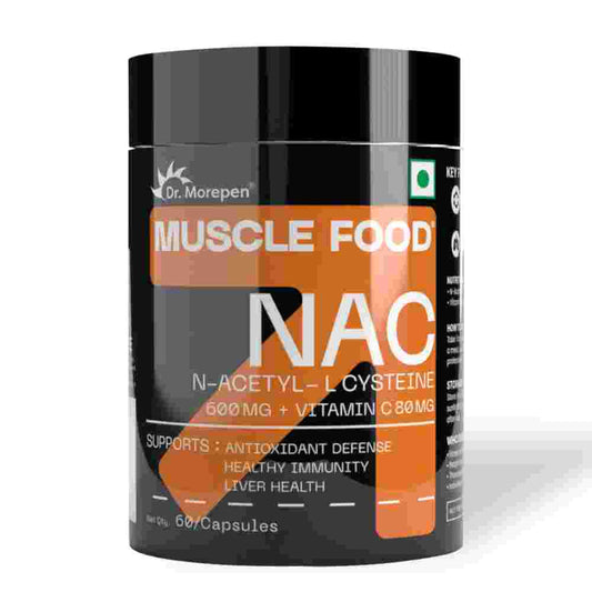 Dr. Morepen Muscle Food NAC N-ACETYL-L CYSTEINE Advanced antioxidant support for detox, immunity, and recovery- 60 Capsules
