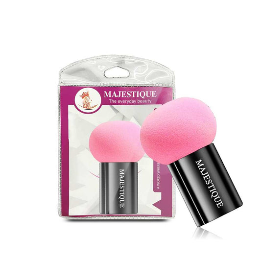 Majestique Mushroom Head Sponge with Handle Case FC82 Powder Puff (Color May Vary)