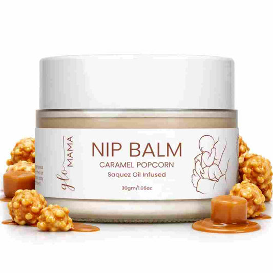GLO Mama Nipple Butter for Breastfeeding | Caramel Popcorn Nip Balm | Soothes & Repairs Dry, Cracked Nipples | Safe & Baby-Friendly for Nursing Moms
