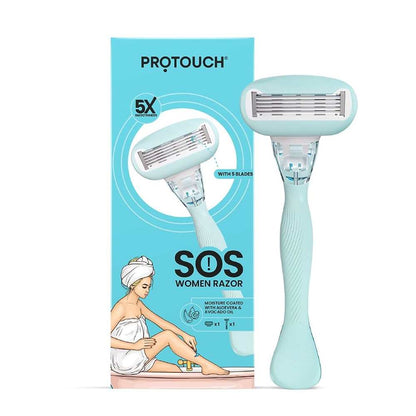 PROTOUCH SOS Women Razor - Painless & One Stroke Hair Removal Razor - 5-Blade Technology - Flexible Head for Flexible Shave