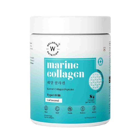 Wellbeing Nutrition Pure Korean Marine Collagen Peptides for Beauty, Bone & Joints Unflavored (200 gms)