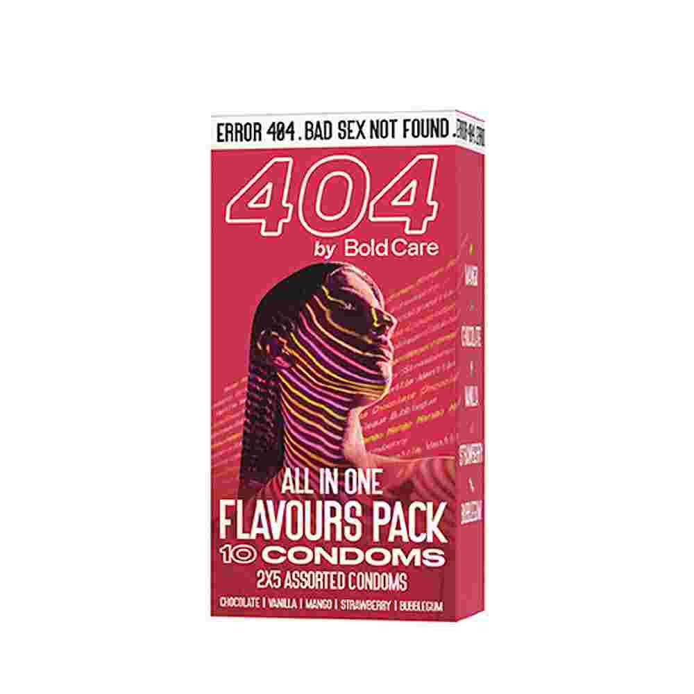 Bold Care 404 All-In-One Multi-Flavour Condoms Pack, 60 Microns with Disposable Pouches (50 gms)