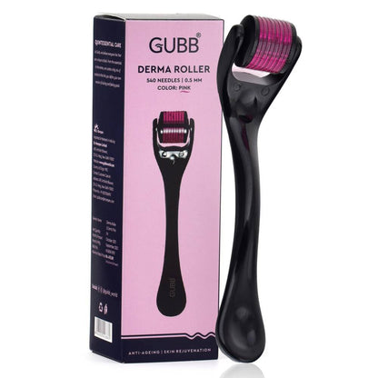 GUBB Derma Roller For Face Acne Scars, Skin Ageing & Hair Regrowth - Reduces Hair Fall - Stimulates Hair Follicles - Suitable for Beard Also - Safe & Effective _ Pink
