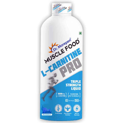 Dr. Morepen Muscle Food L-Carnitine Pro - Blue Raspberry Liquid, 450ml, 30 Servings