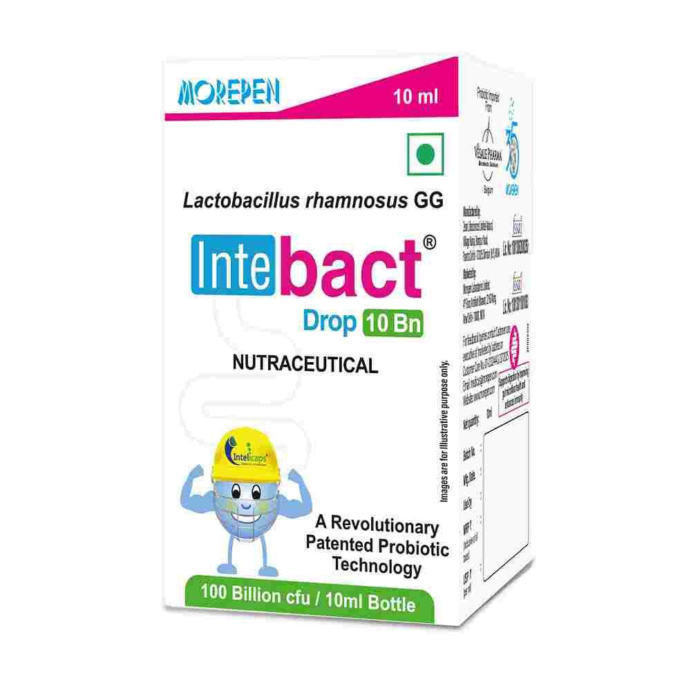 Dr. Morepen Intebact Probiotic Drops 10Bn Cfu Supplement for Gut Health (10ml)
